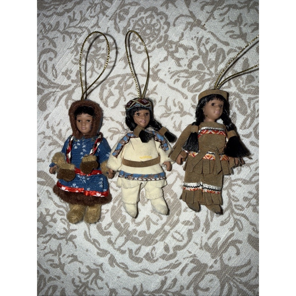MapleNorth Dolls of Canada Avonlea Traditions Native Hanging Ornaments 3 inch